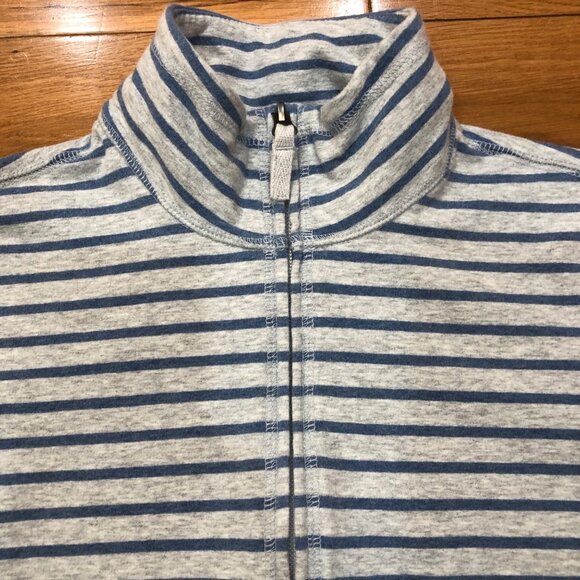 L.L. Bean Womens High Collar Full-Zip Gray & Blue Striped Jacket Size XS - Picture 7 of 7